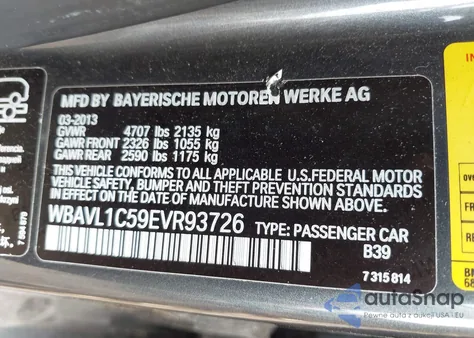 2014 BMW X1 xDrive28I из США, поврежденный, VIN WBAVL1C59EVR93726